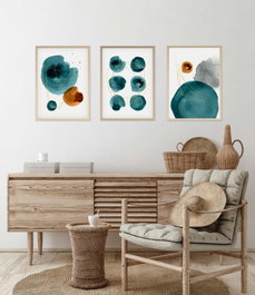 Wallity Huhu117 - Set de 3 Pinturas Decorativas en MDF de 35 x 50 cm